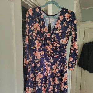 Blue floral print dress